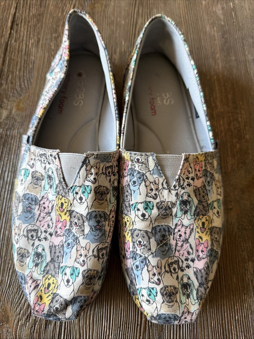 Bobs Skechers Plush Pastel dogs Slip On Sneakers Comfort Memory Foam Women’s 10